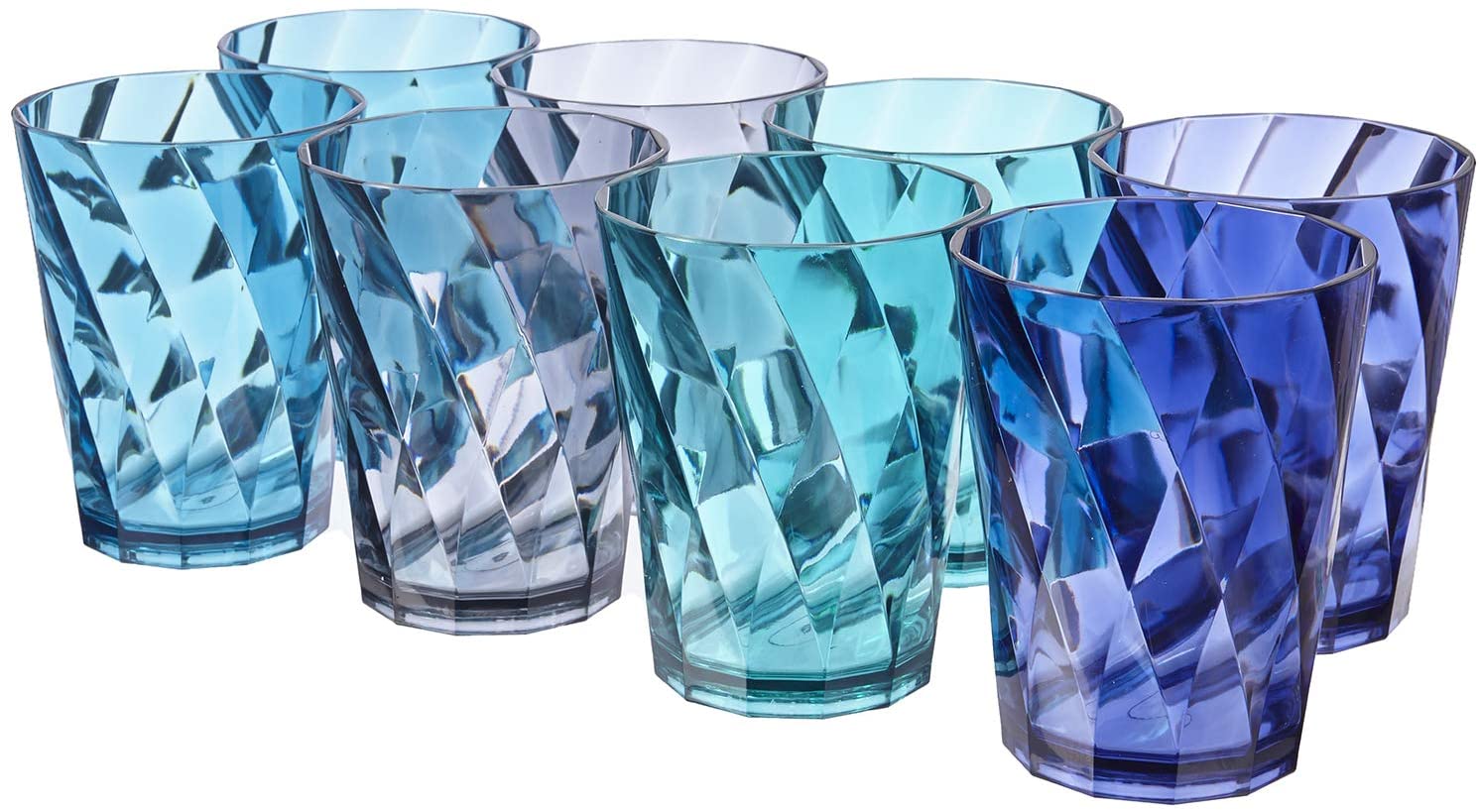 US Acrylic Optix Thick Wall Prism Design Plastic Tumblers & Water Glasses, 8-Count