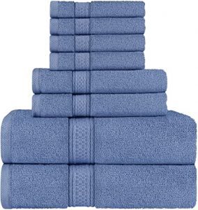 Utopia Ring Spun Cotton Electric Blue Bath Towels, 8-Piece