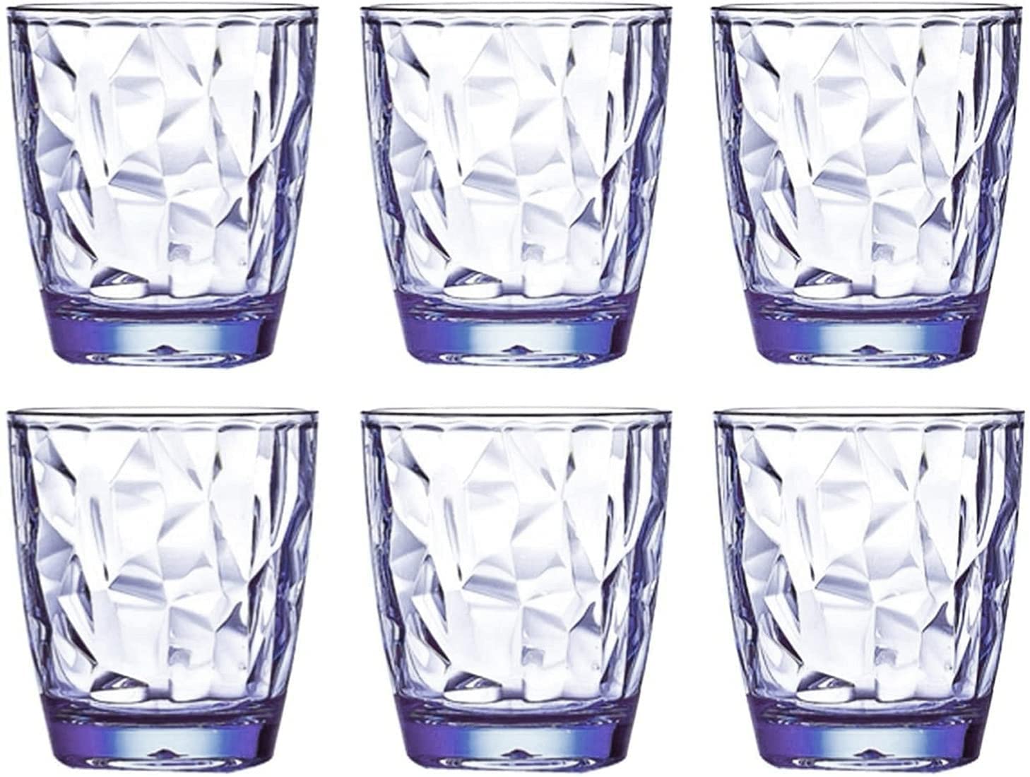 VEILEDGEM BPA-Free Diamond Texture Acrylic Tumblers & Water Glasses, 6-Count