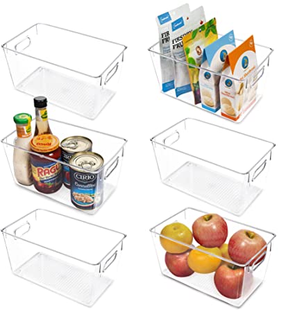 Vtopmart Easy Clean Clear Plastic Storage Bins, 6-Pack