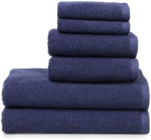 Welhome Popcorn Texture Blue Bath Towels, 6-Piece