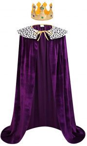 yolsun Full Length Velvet Cape & Crown King Costume For Men, 2-Piece