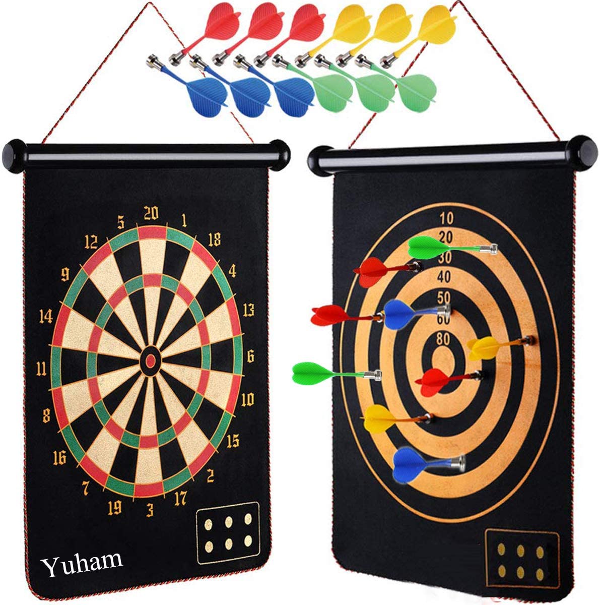 Yuham Reversible Board Magnetic Dart Game For Adults