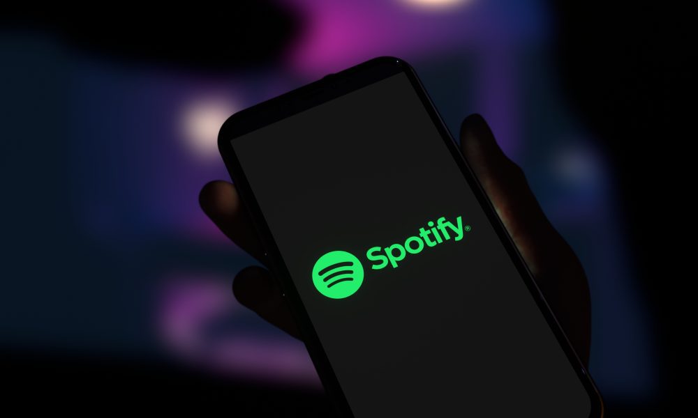 Spotify logo displayed on phone