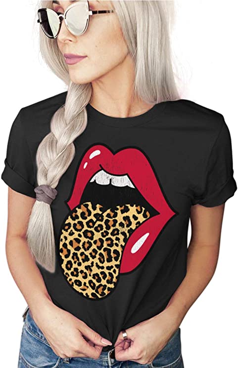 Asher’s Apparel Distressed T-shirt Leopard Top For Women