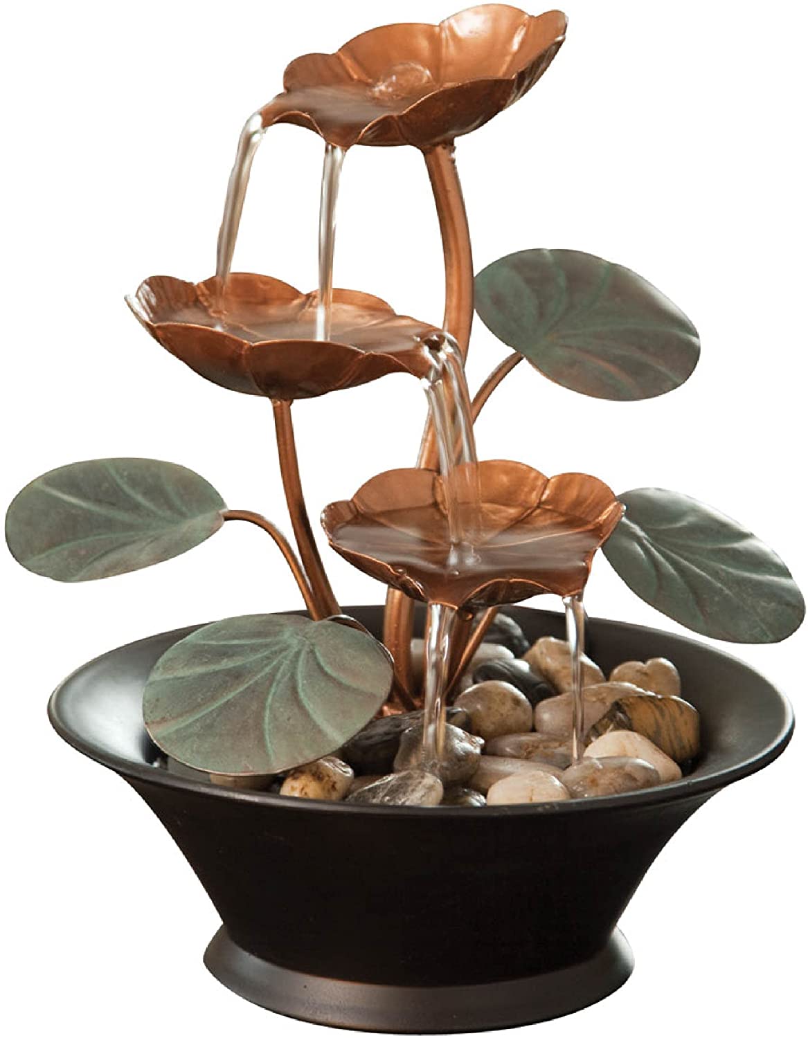 Bits and Pieces Metal Water Lily Indoor Fountain