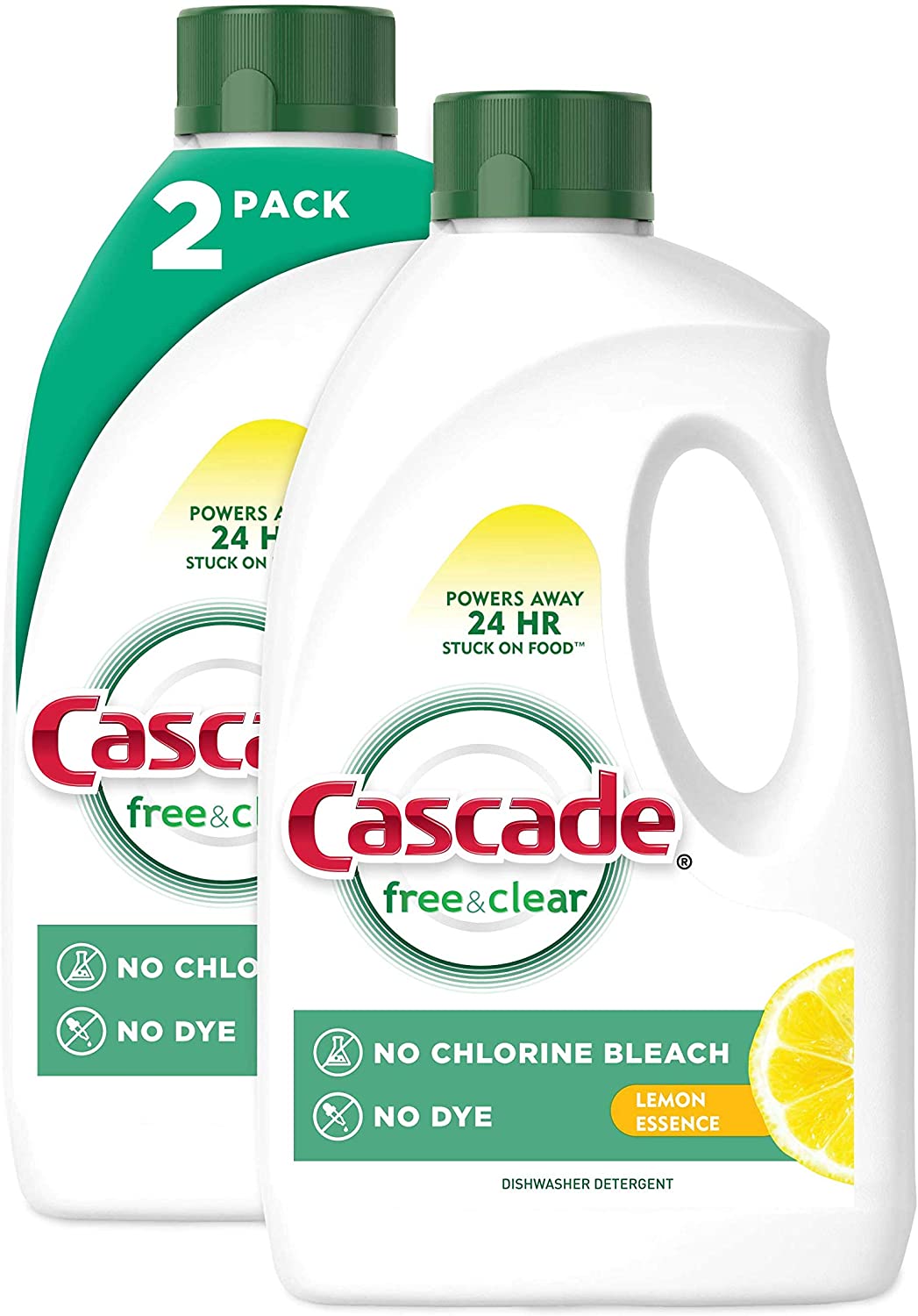 Cascade Free & Clear Dye-Free Dishwasher Liquid Detergent, 2-Pack