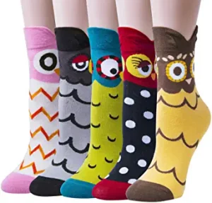Chalier Funny Novelty Owl Socks, 5-Pairs