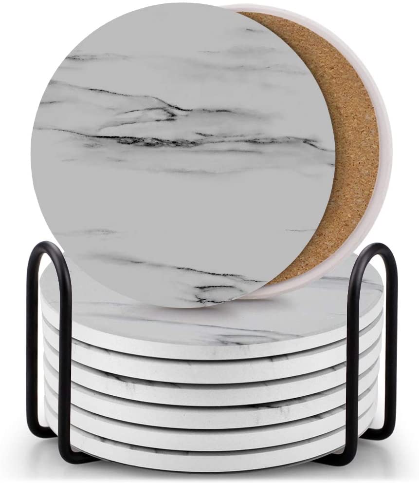 EAGMAK Water Absorbent Ceramic Coasters Room Decor, 8-Count
