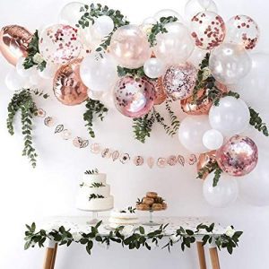 Eanjia Assorted Confetti & Foil Rose Gold Balloon Garland, 70-Piece