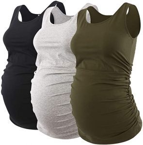 Ecavus Jersey Tank Top Summer Maternity Shirts, 3-Count