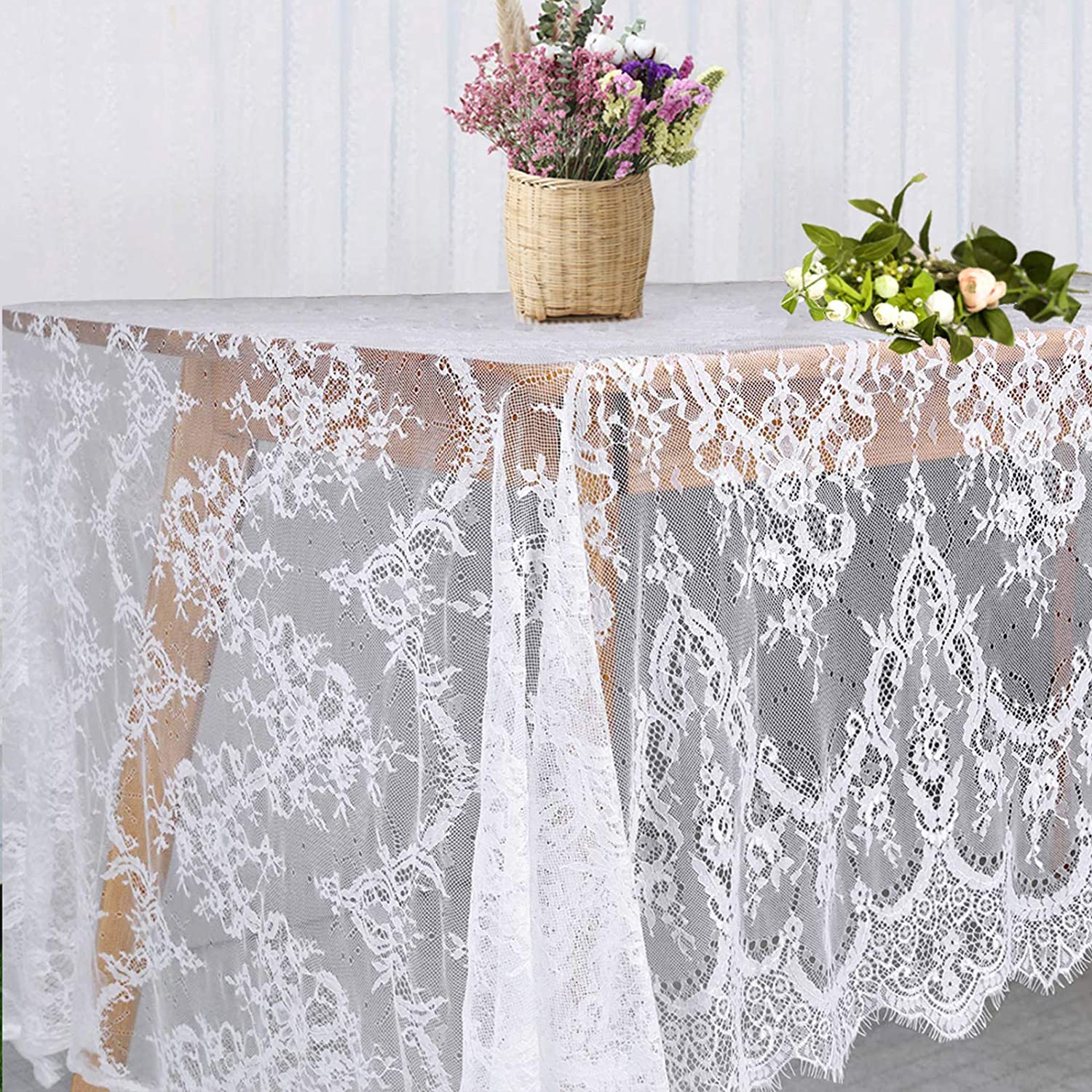 Fowecelt Romantic Rose Lace Tablecloth
