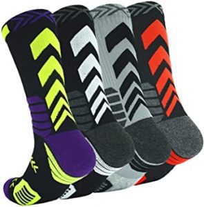 Fraobbg Non-Slip Elastic Cuff Breathable Basketball Socks, 4-Pack