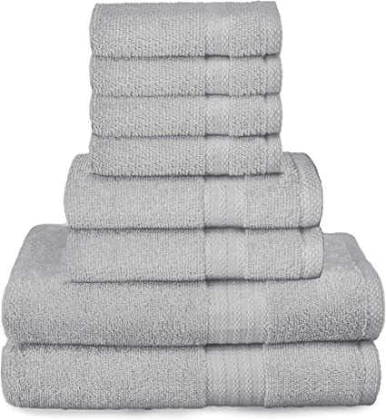 GLAMBURG Ring Spun Cotton Soft Towel Set, 8-Piece