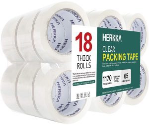 HERKKA Moisture Resistant Heavy Duty Packaging Tape, 18-Pack