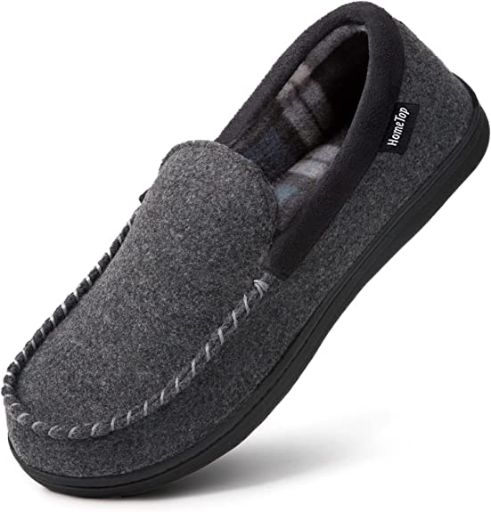 HomeTop Wool & Microsuede House Shoes For Men
