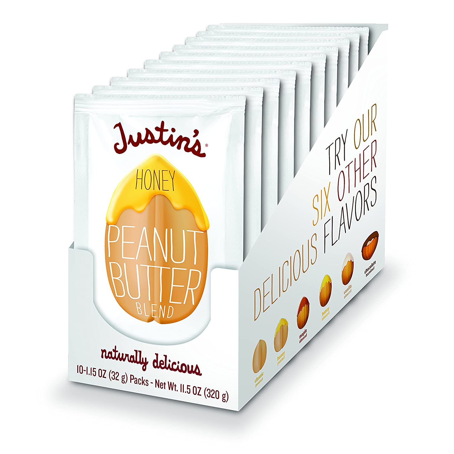Justin’s Squeeze Pack Honey Peanut Butter, 10-Count