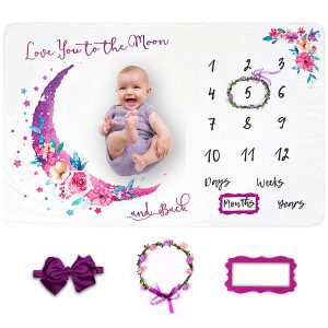 Luka&Lily Milestone Markers & Headband Month To Month Baby Blanket