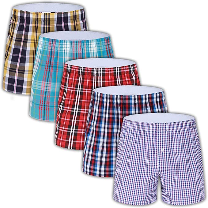 M MOACC Single Button Fly Boxers For Men, 5-Pack