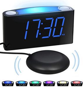 Mesqool 7-Light Vibrating Heavy Sleeper Alarm Clock