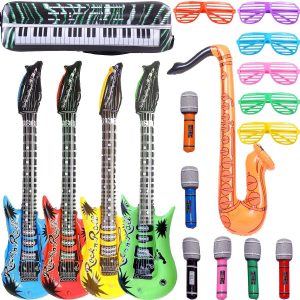 OuMuaMua Inflatable Band Props 80’s Party Decorations, 18-Piece