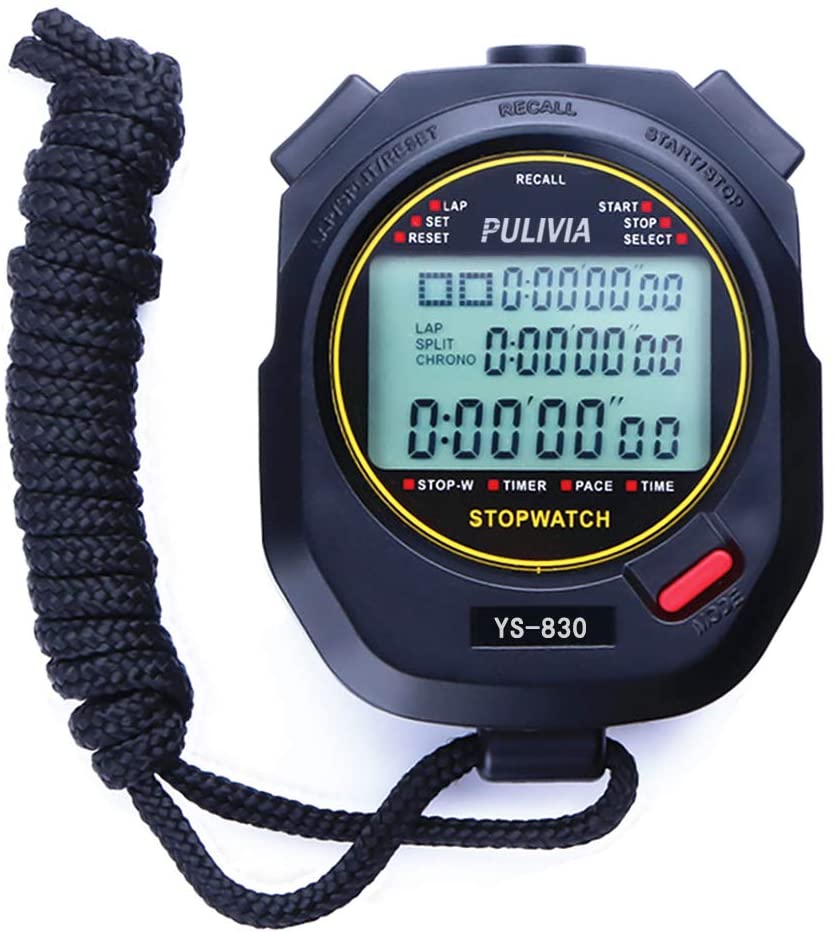 PULIVIA Water Resistant Digital Stopwatch Pace Clock