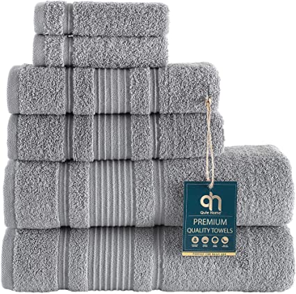 Qute Home Turkish Cotton Soft Towel Set, 6-Piece