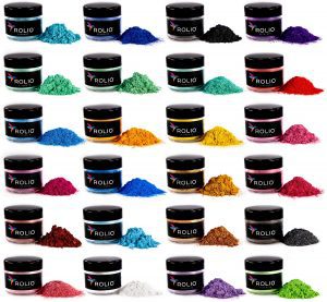 Rolio Cosmetic Grade Mica Powder Epoxy Resin Pigments, 24-Count