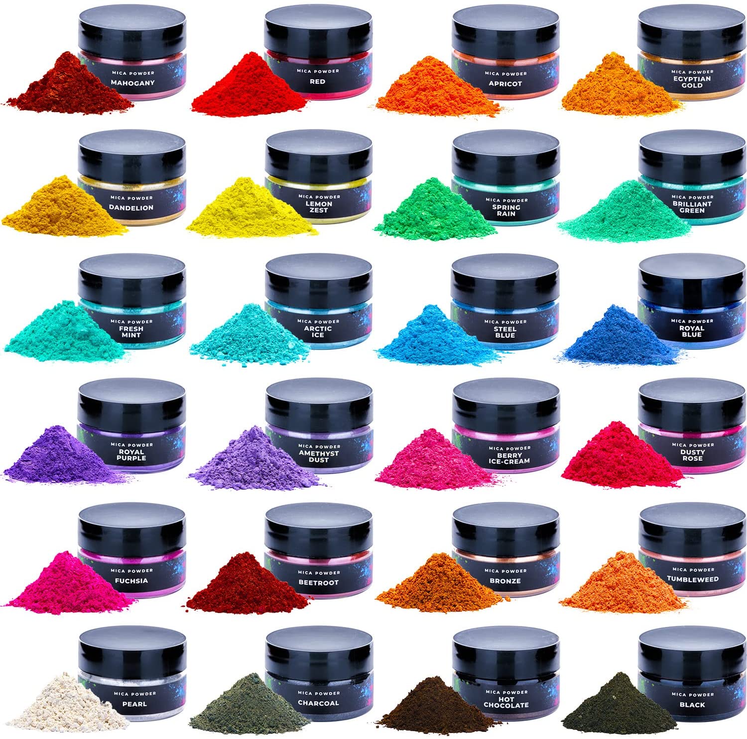 Rolio Mica Powder - For Epoxy Resin, Slime, Candle, Soap, Cosmetic  Making-15Bags