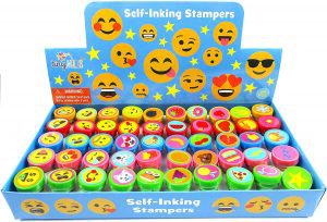 tinyMILLS Emoji Non-Toxic Child’s Self-Inking Stamps, 50-Piece