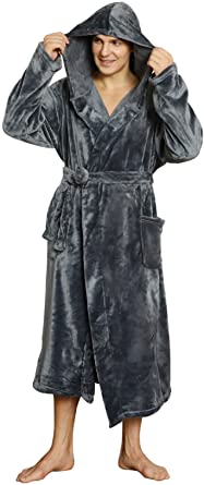 U2SKIIN Hooded Flannel Polyester Robe For Men