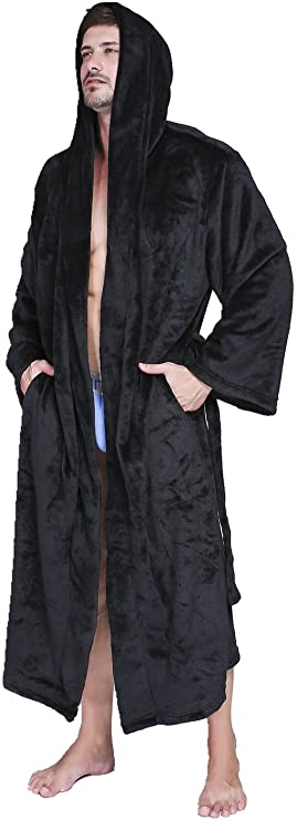 VERNASSA Hooded Fleece Robe For Men