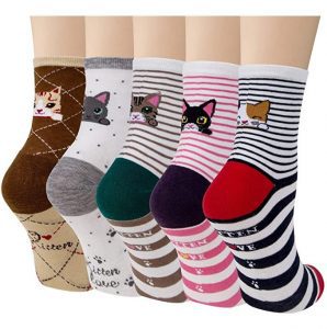 YSense One-Size Funny Cat Socks, 5-Pack