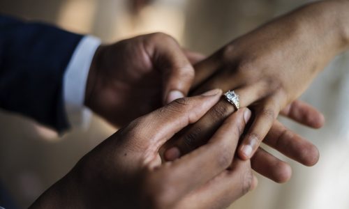 Groom Put on Wedding Ring Bride Hand
