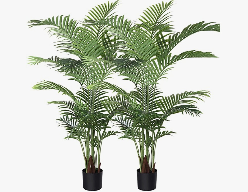 Fopamtri Adjustable Metal Palm Outdoor Artificial Plants, 2-Pack