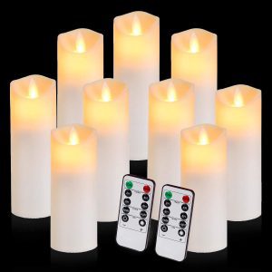 Aignis Classic Warm Yellow Battery-Operated Candles, 9-Pack