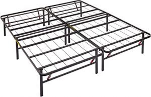 Amazon Basics Simple Black Metal Foldable California King Bed Frame, 14-Inch