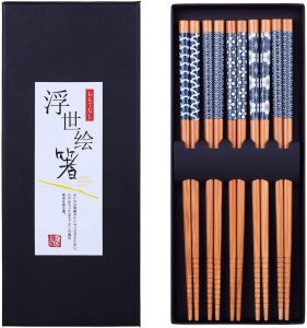 Antner Reusable Natural Bamboo Chopsticks, 5-Pairs