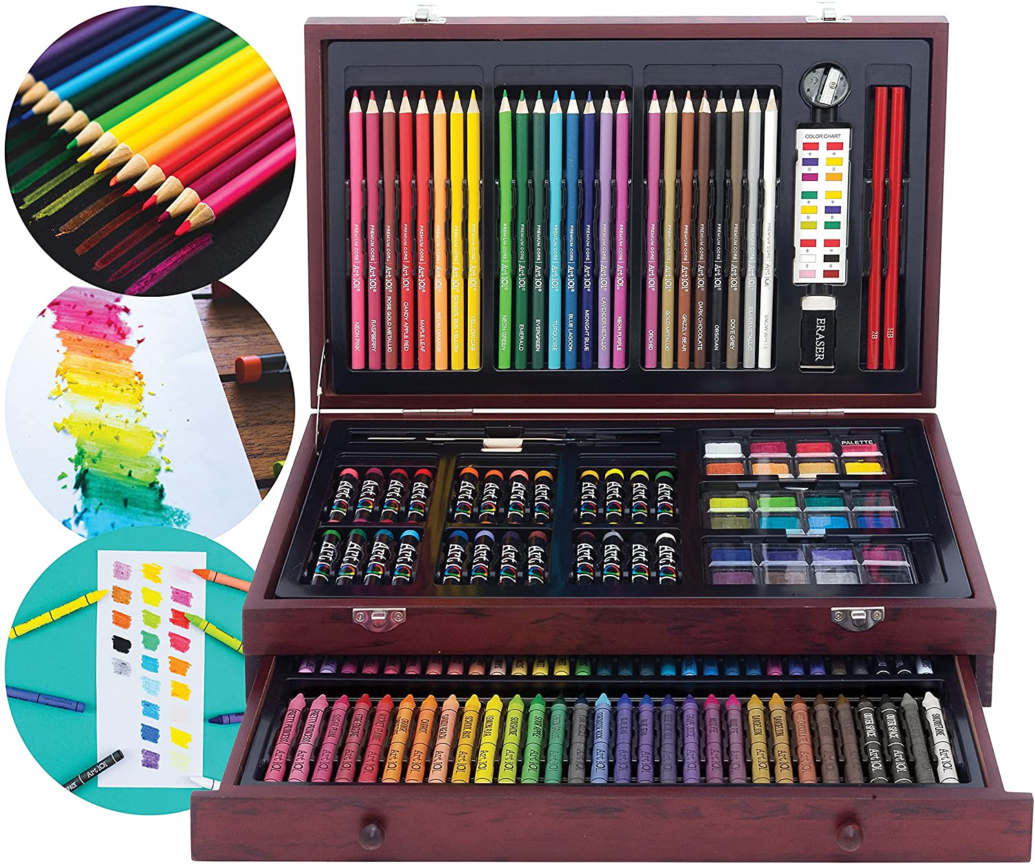 Painting and More in a Plastic Case,Great Gift for Kids 180 Piece Art Set with 50 Page Drawing Pad Art Supplies for Drawing 