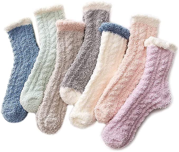 Azue Microfiber Warm Slipper Socks For Women, 7-Pairs