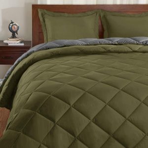 Basic Beyond Down Alternative Olive Green Comforter Set, 3-Piece
