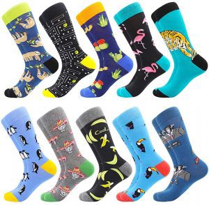 BISOUSOX Funky Patterned Fun Socks for Men, 10-Pack