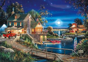 Buffalo Games Rural Town Night Scene 500-Piece Puzzle For Adults
