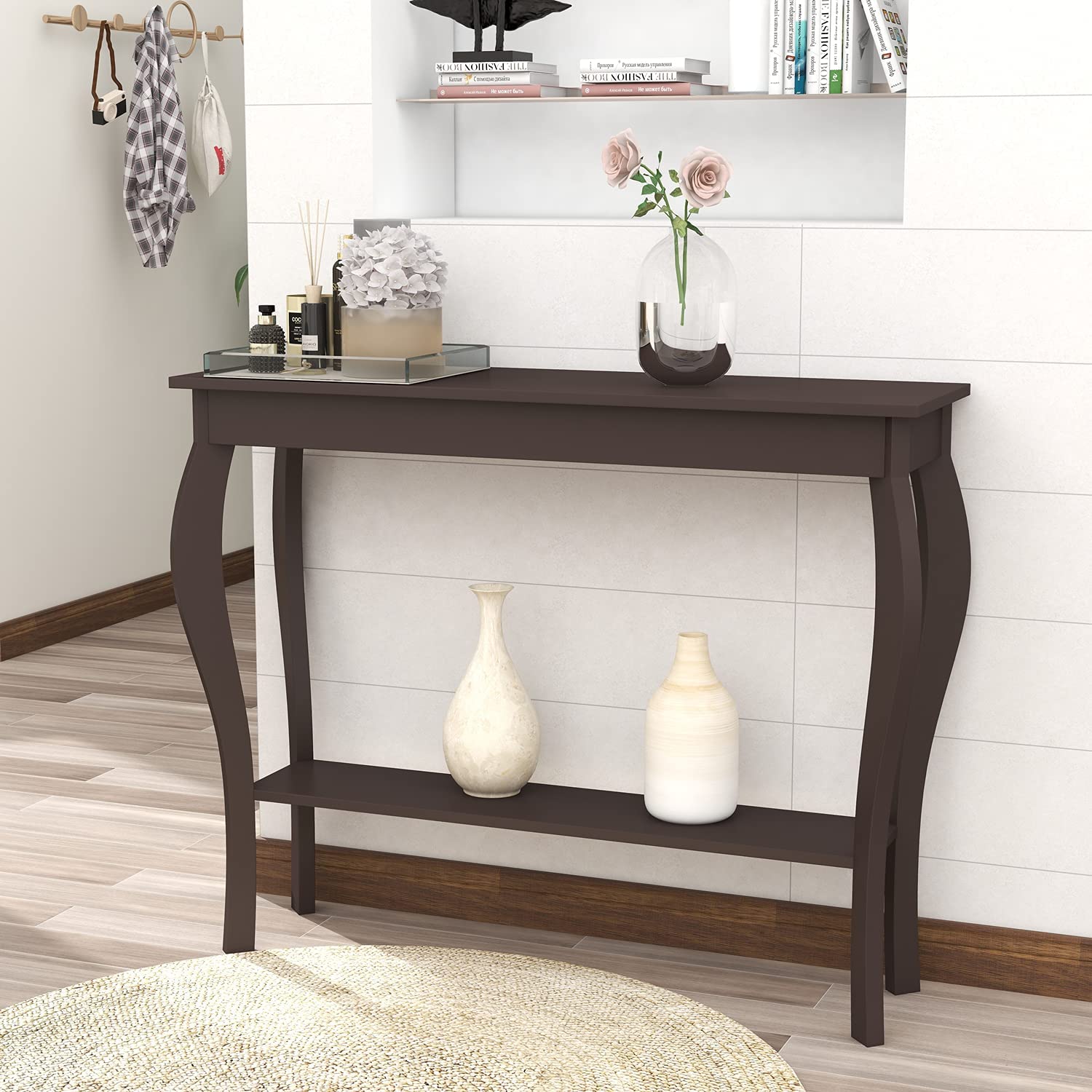 ChooChoo Curved Leg Easy Assemble Console Table For Entryway