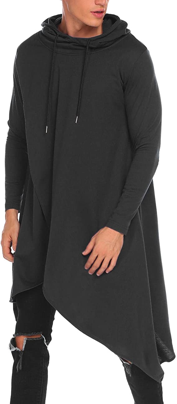 COOFANDY Long-Sleeved Cotton Hooded Poncho