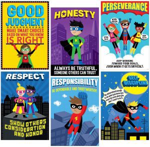 Creative Teaching Press Character Traits Posters Superhero Decorations, 6-Piece