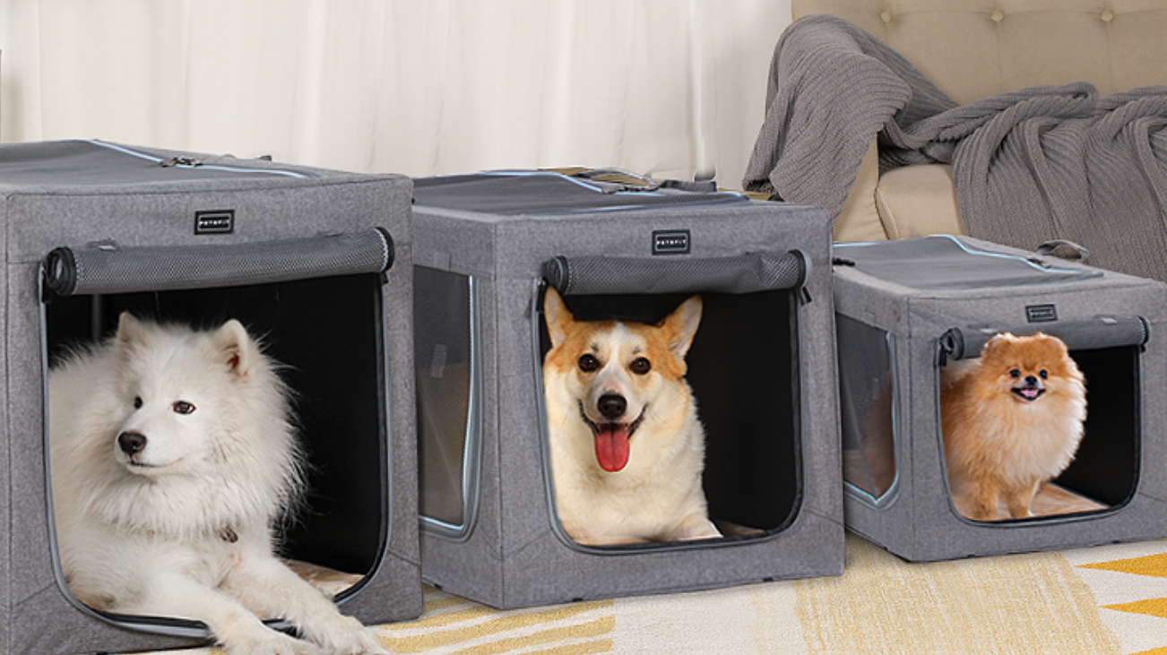 Foldable dog crate in three sizes