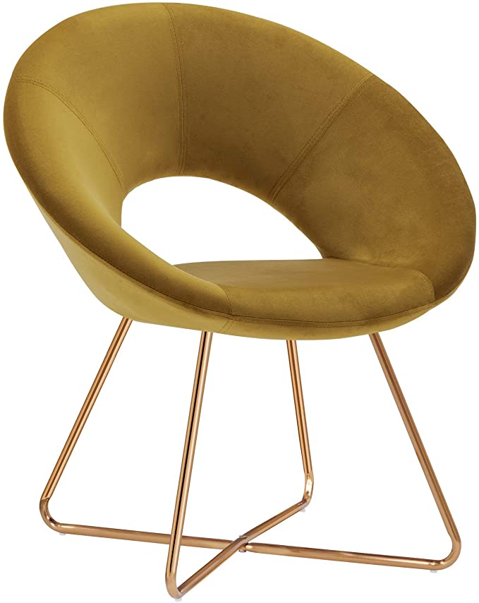 Duhome Contemporary Rounded & Gold Legs Accent Chair