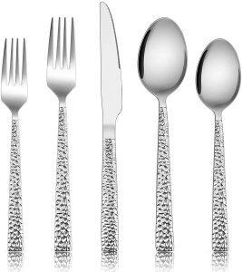 E-far Hammered Handles Stainless Steel Cutlery Set, 20-Piece