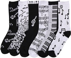 EROS Musical Notes Print Socks Music-Themed Gifts For Women, 6-Pack